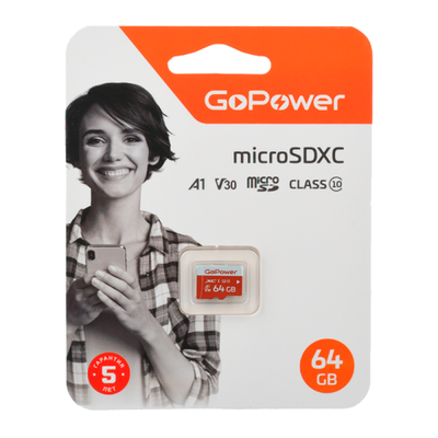 Карта памяти microSD GoPower 64GB Class10 UHS-I б/а