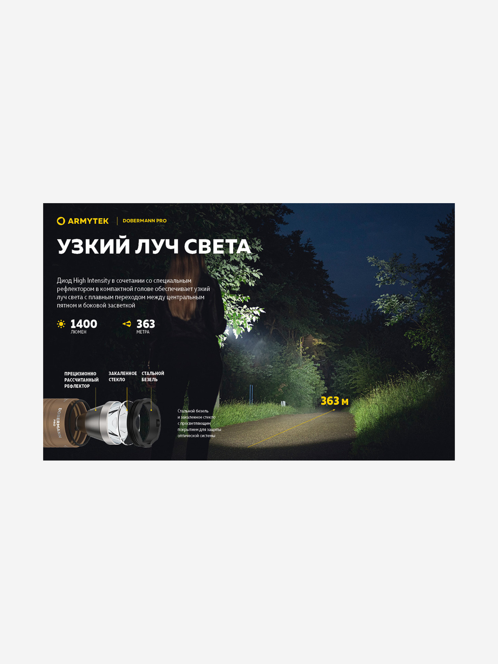 Тактический фонарь ArmyTek Dobermann Pro Magnet USB
