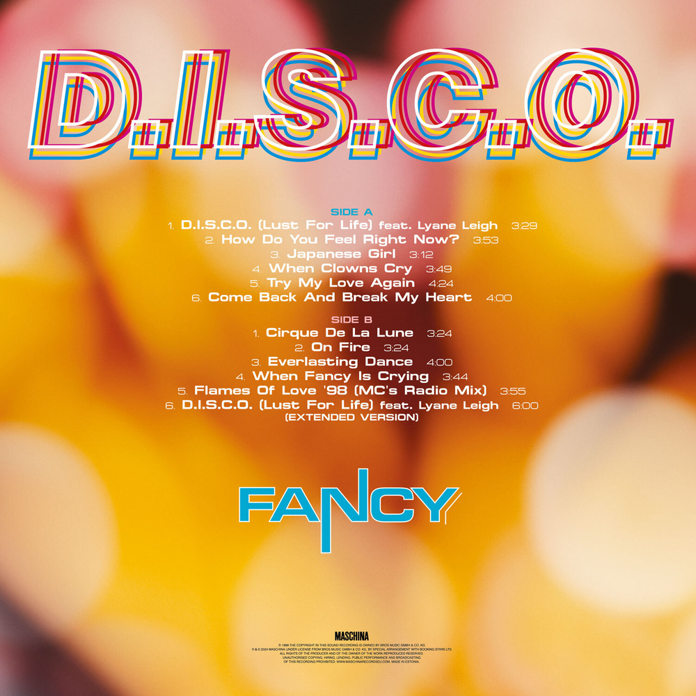 LP: Fancy — «D.I.S.C.O.» (1999/2025) [Limited Orange Vinyl]