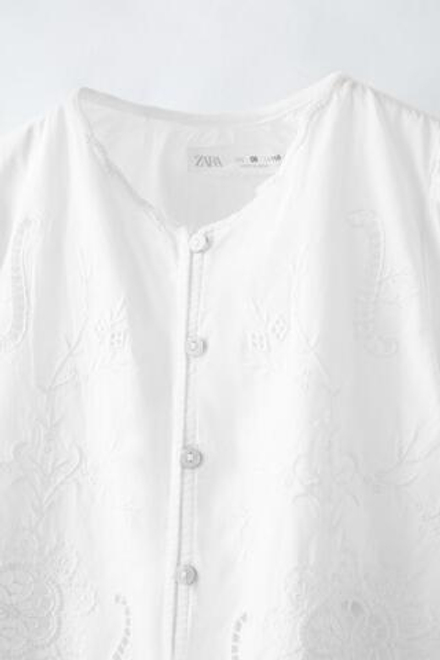 ZARA РУБАШКА С ВЫШИВКОЙ, БЕЛЫЙ