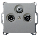 Розетка TV+FM+SAT Φ9.5mm проходная с накладкой, цвет Алюминий