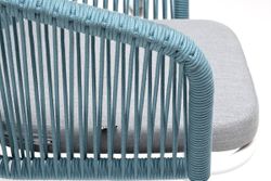 "Марсель" стул плетеный из роупа, каркас алюминий светло-серый (RAL7035) муар, роуп бирюзовый круглый, ткань светло-серая