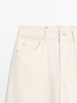 Massimo Dutti Джинсы с высокой талией и широкими штанинами, кремовый