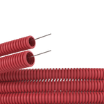 Труба ПВХ гибкая гофр. д.20мм, лёгкая с протяжкой, 100м, цвет красный