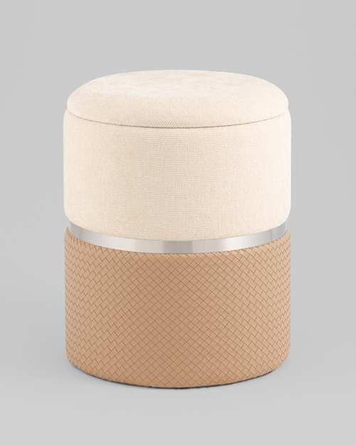 Пуф Кэрри с ящиком серебро шенилл бежевый