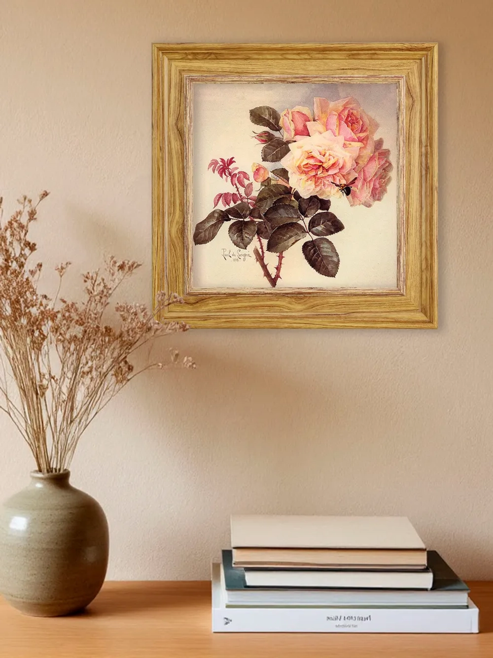 Картина настенная интерьерная в раме "под дерево" 26*26 см