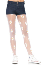 Оригинальные колготки в ромашку Leg Avenue (Размер: S-M-L) (Цвет: белый)