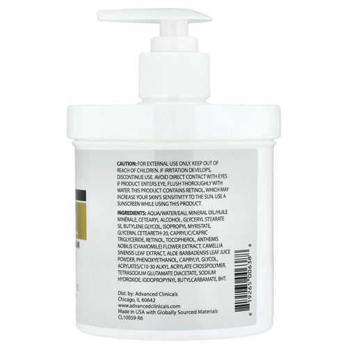 Advanced Clinicals, Retinol, укрепляющий крем с улучшенной формулой, 454 г (16 унций)