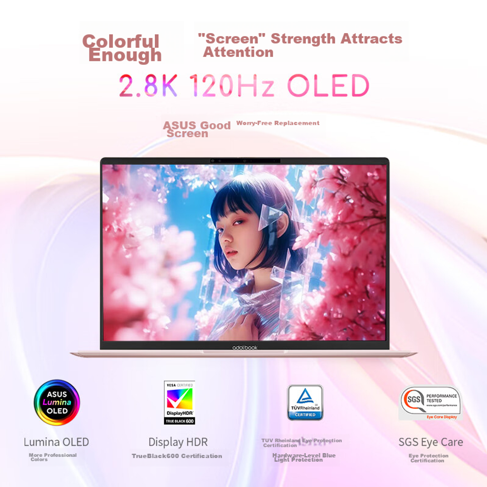 Ультрабук для работы и учебы ASUS A Bean 14 Air High-Performance AI Ultra-Thin (Upgraded R9 8945H, 32GB RAM, 1TB Storage, 2.8K 120Hz OLED), Blue, M5406ADOL Win11+Русская клавиатура