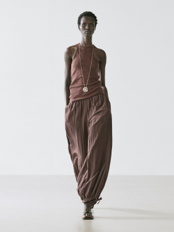 Massimo Dutti Свободные брюки-саруэль, коричневый