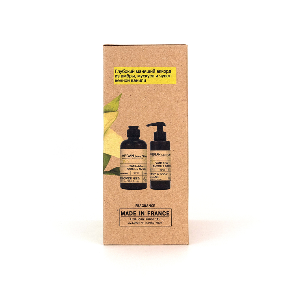 Набор космет. VEGAN.Love.Studio "Vanilla, Amber, Musk", (гель д/душа 300 мл + крем-лосьон 150 мл)