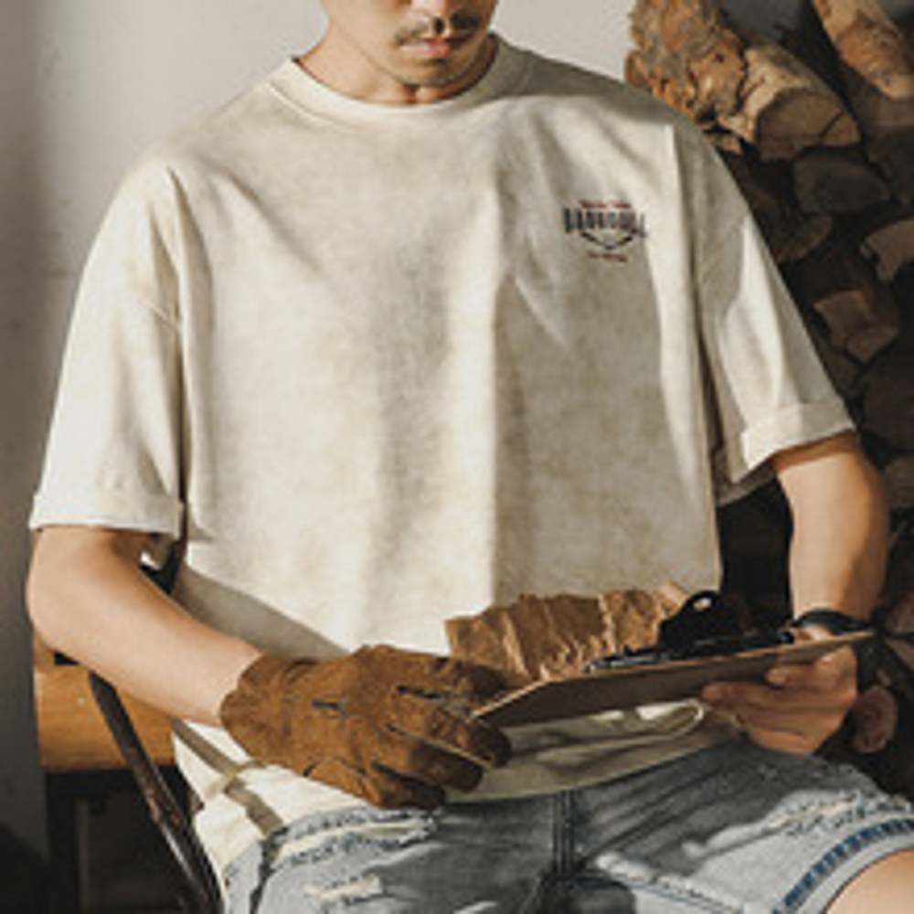 Футболка BASEBALL варёный окрас с короткими рукавами от бренда JIELEINUO.