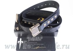 Ремень Marfione APIS Distressed Black Water Buffalo Leather Titanium Bronzedфотография - 1