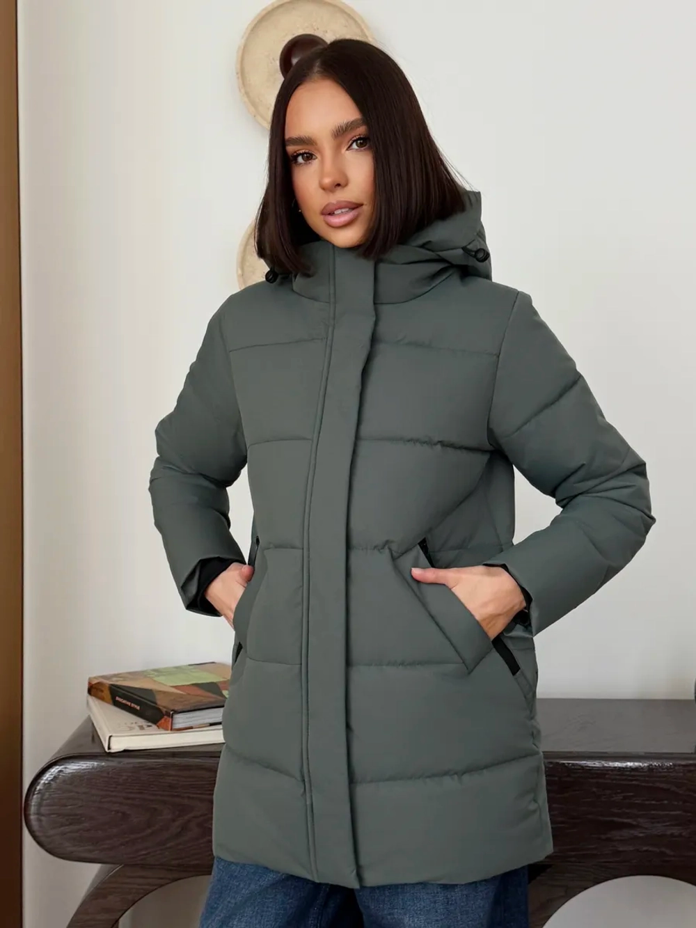 Куртка весенняя удлиненная со съемным капюшоном