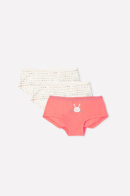 К 1964-3уп/коралл,белая лилия,цветные штрихи трусы для девочки Crockid 3 шт.