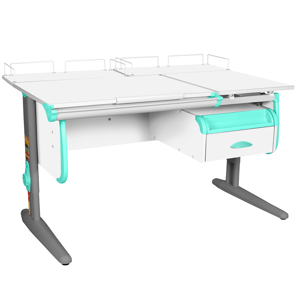 Растущая парта Дэми СУТ 25 с задними полками СУТ.15.210 и навесной тумбой (1200×880 мм)