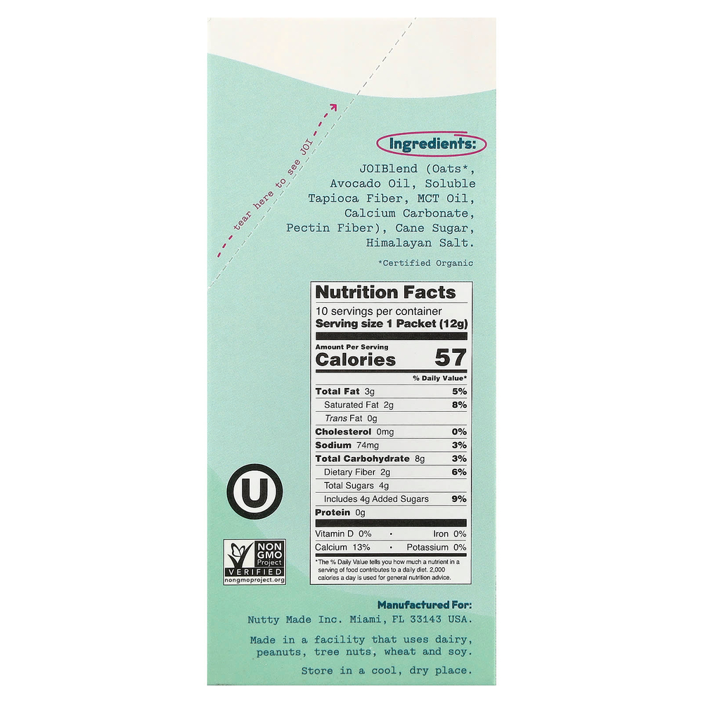 JOI, овсяные сливки, оригинальные, 10 пакетиков по 12 г (0,42 унции)