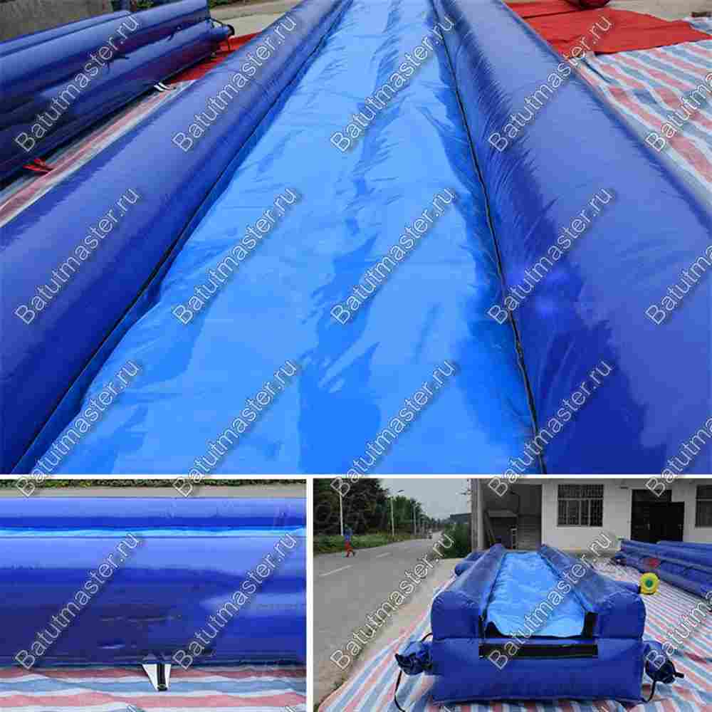 Водная горка с надувным дном, на подкачке ТУРБО "Гидроспуск", с бассейном, 150*3,5*0,8 м