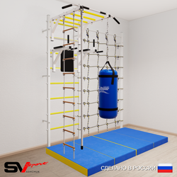 Шведская стенка Sv Sport усиленная 64550 (Турник рукоход/Брусья/Канат/Лестница/Цепь/Мешок 15кг/Мат 2м/Канатный лаз)