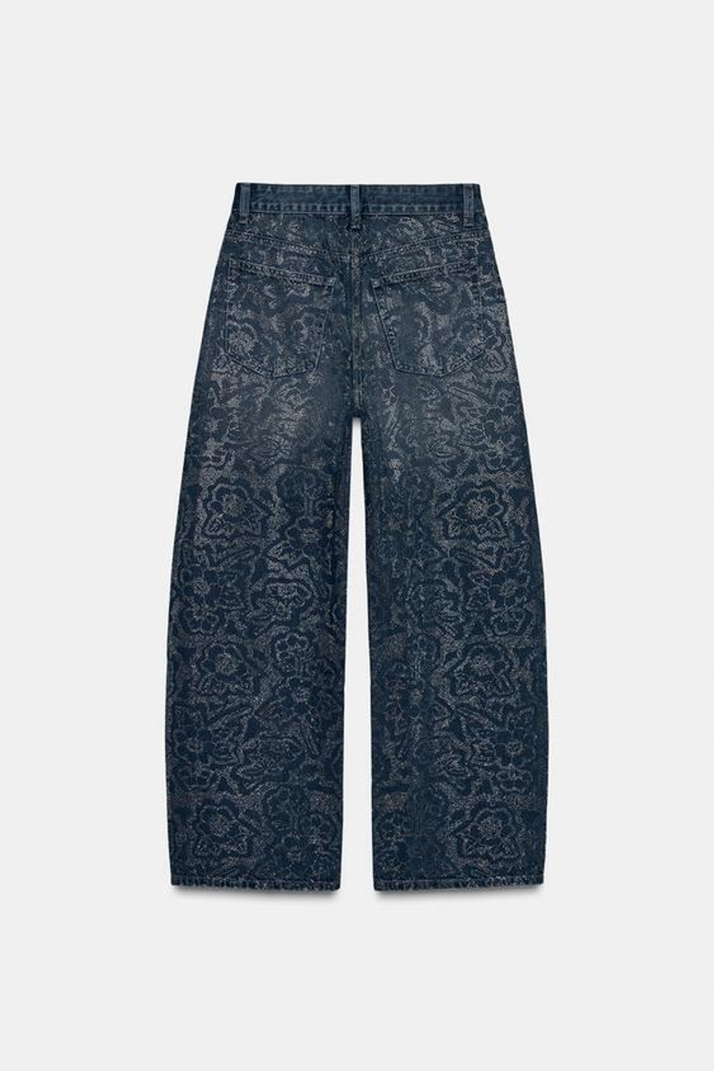 ZARA ДЖИНСЫ TRF BAGGY СО СТРАЗАМИ, ЧЕРНИЛЬНО-СИНИЙ