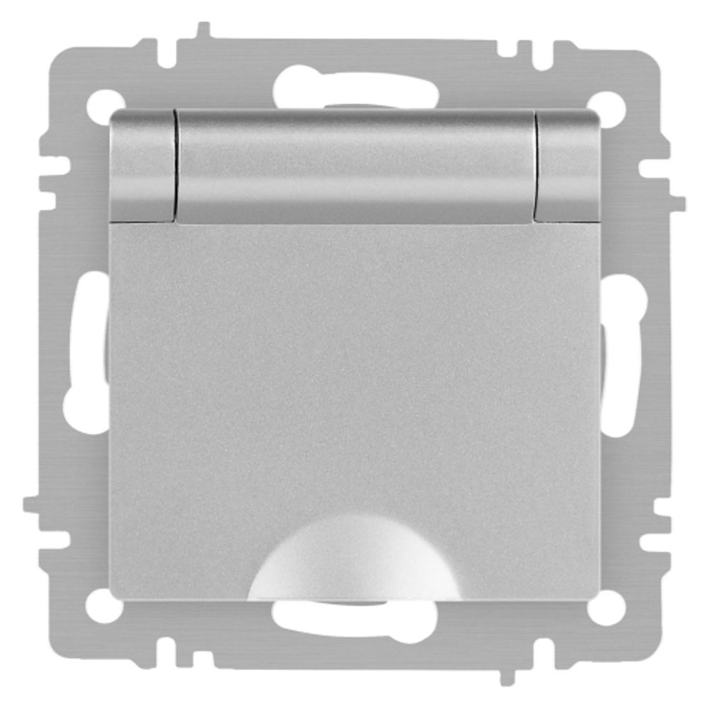 Розетка Intro Accent 6-203-03 2P+E Schuko с крышкой 16А-250В IP20 СУ AL/CU алюминий | Intro