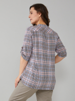 Блузка БЛ-131/коричнево-розоваяклетка