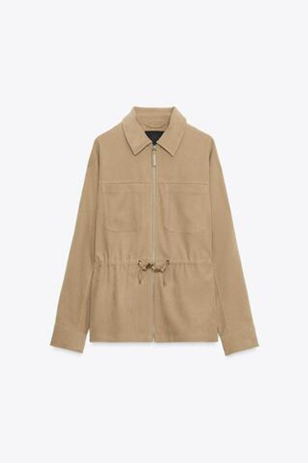 ZARA КУРТКА С КАРМАНАМИ И РЕГУЛИРУЕМОЙ ТАЛИЕЙ, МЯГКИЙ КАШТАНОВЫЙ