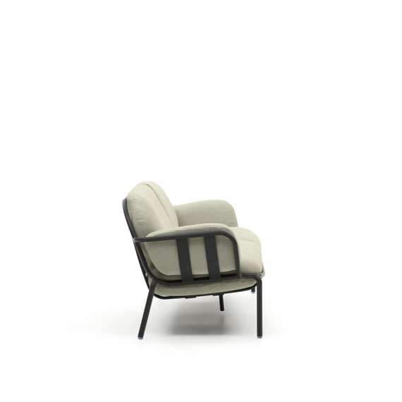 Трехместный уличный диван Joncols бежевый с графитовыми алюминиевыми ножками 225 см