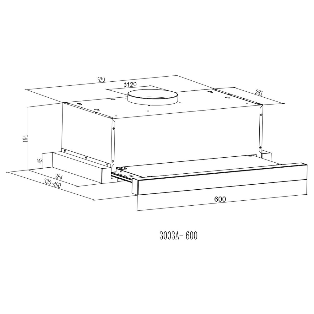 Встраиваемая вытяжка Oasis серии PROMO UV-60B