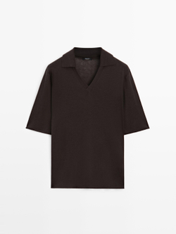 Massimo Dutti Свитер оверсайз из смесовой шерсти и шелка, коричневый