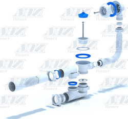 C6255 Сифон Варяг для ванны регулируемый с гибкой трубой 40х50 (25шт)