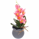 Цветочная композиция «Орхидея» 10*28см розовая в пластиковом горшке