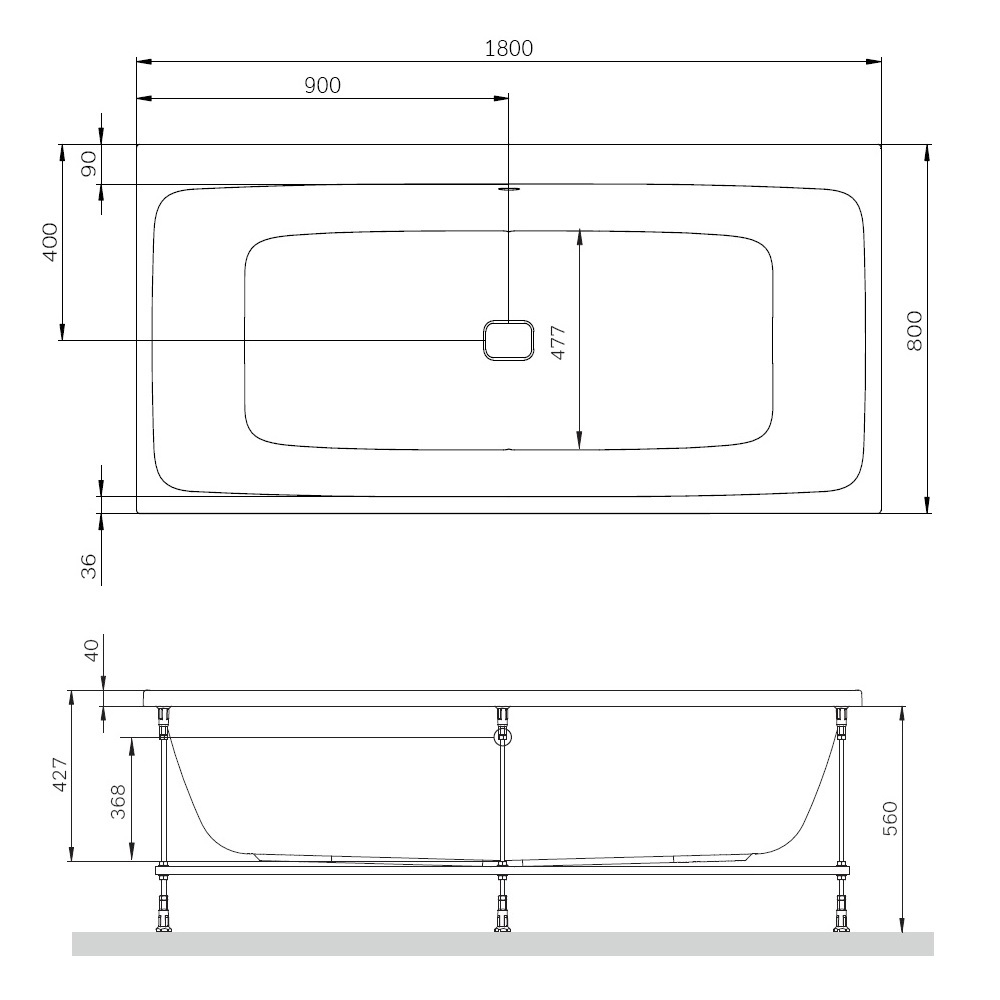 Ванна акриловая 180х80 см AM.PM Func W84A-180-080W-A белая