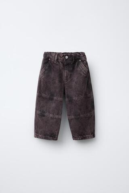 ZARA БРЮКИ ИЗ ТВИЛА С ЭФФЕКТОМ ПОТЕРТОСТИ, ЛИЛОВЫЙ