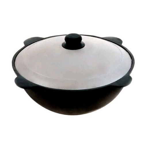 Казан чугун  6л плоское дно с алюм крышкой (Узбекистан)