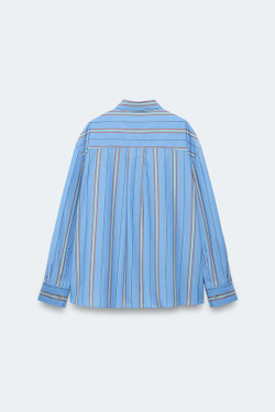ZARA РУБАШКА ОВЕРСАЙЗ В ПОЛОСКУ - LIMITED EDITION, СИНИЙ