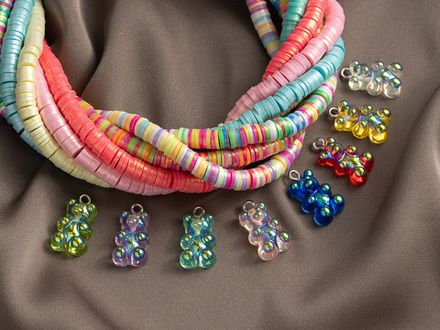 Подвеска  "Мармеладный Мишка",  19,5мм, с перламутровым эффектом