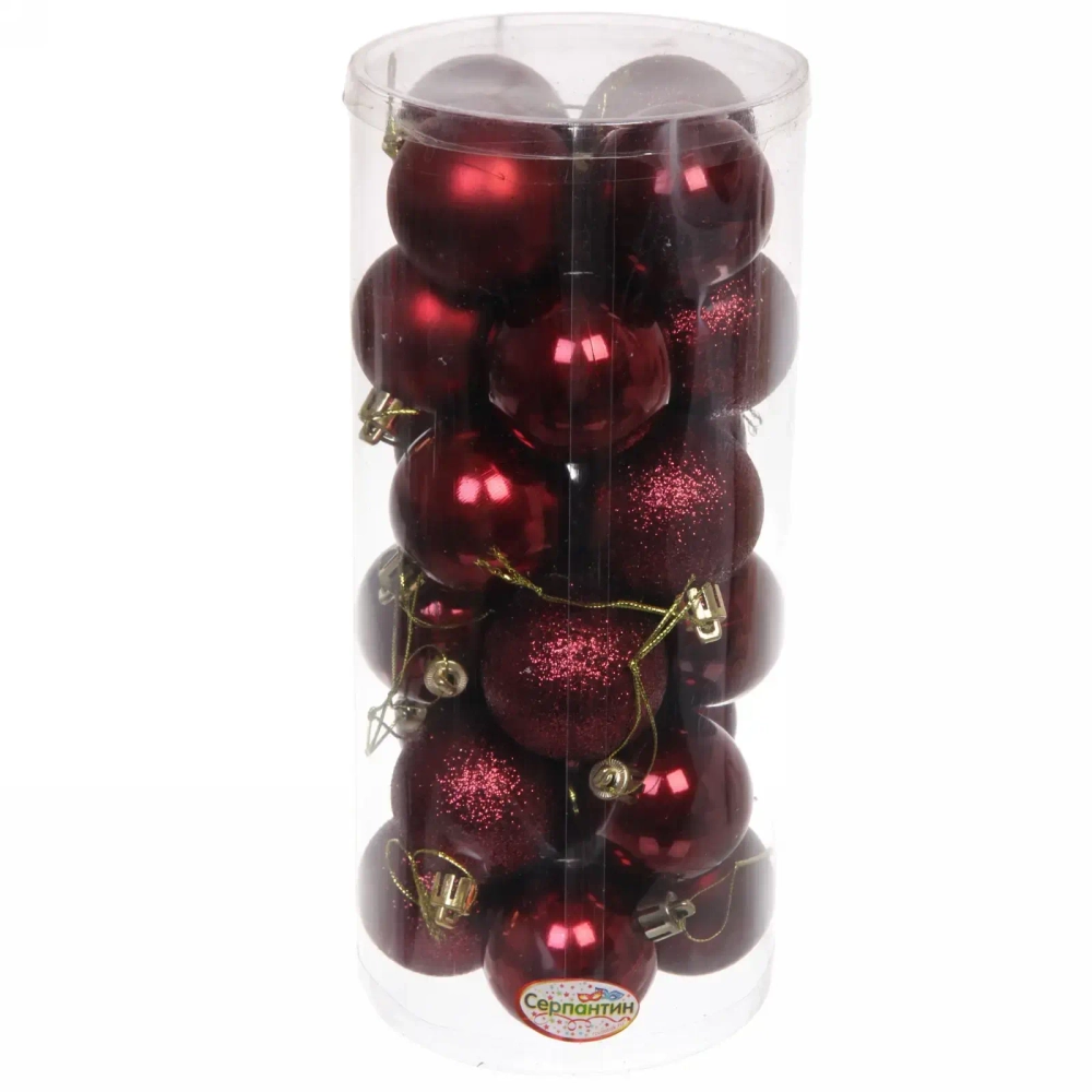 Новогодние шары 5 см (набор 24 шт) «Микс фактур», темный рубин