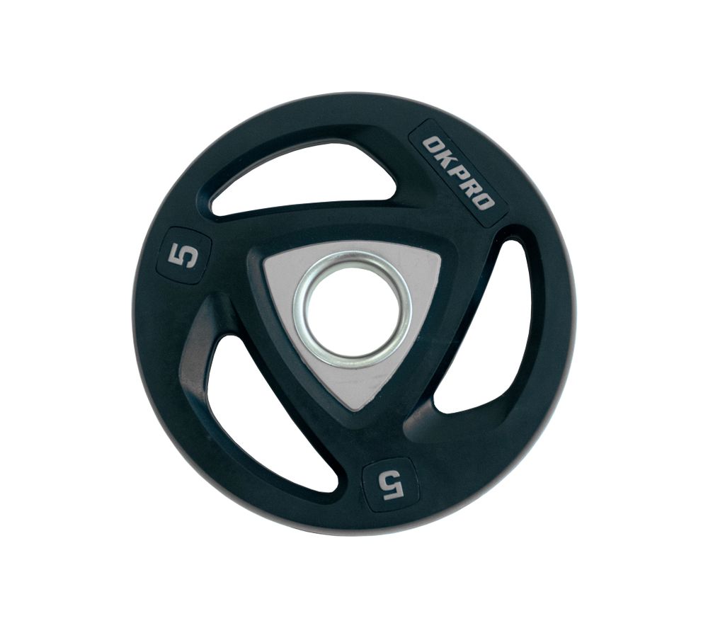 Диск олимпийский полиуретановый 5 кг OKPRO серый лого