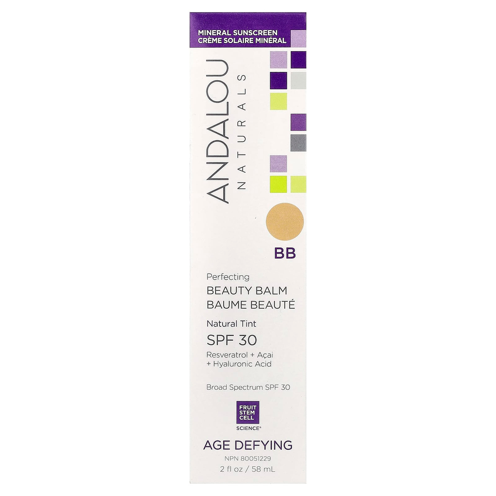 Andalou Naturals, Perfecting BB, бальзам для красоты, SPF 30, натуральный оттенок, 58 мл (2 жидк. унции)
