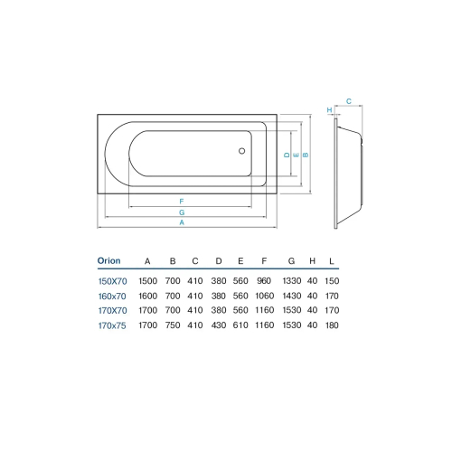 Акриловая ванна Koller Pool ORIOND180X80 белая