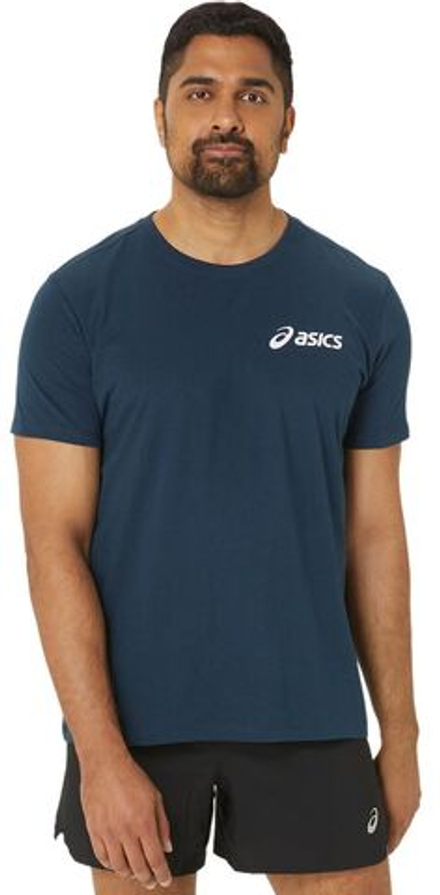 Мужская теннисная футболка Asics Chest Logo Short Sleeve T-Shirt - french blue/briliant white