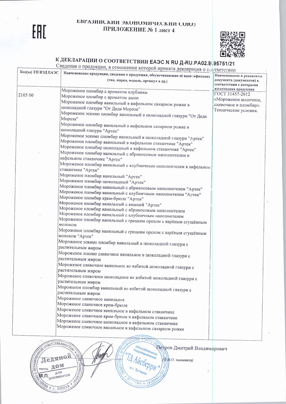 Мороженое Стандарт сливочное 10% с ароматом фисташки Айсберри 2,2 кг