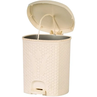 Ведро для мусора с педалью 11л Плетёнка Слоновая кость