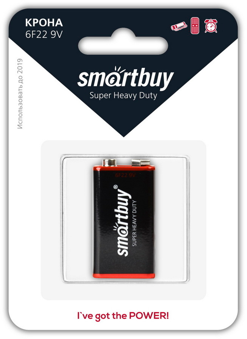 Батарейка солевая крона Smartbuy 6F22/1B (SBBZ-9V01B)