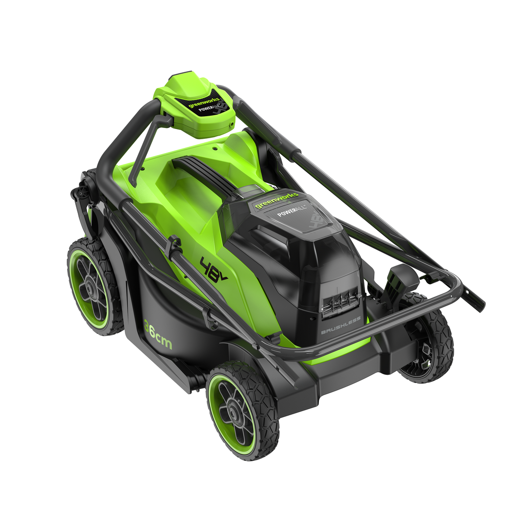 Газонокосилка аккумуляторная Greenworks GD24X2LM361, 2х24V, 36 см, бесщеточная, c 2хАКБ 4Ач и двойное ЗУ (2520707UD)