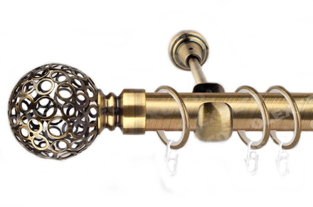 Карниз кованый для штор Метеор d25 однорядный, цвет антик