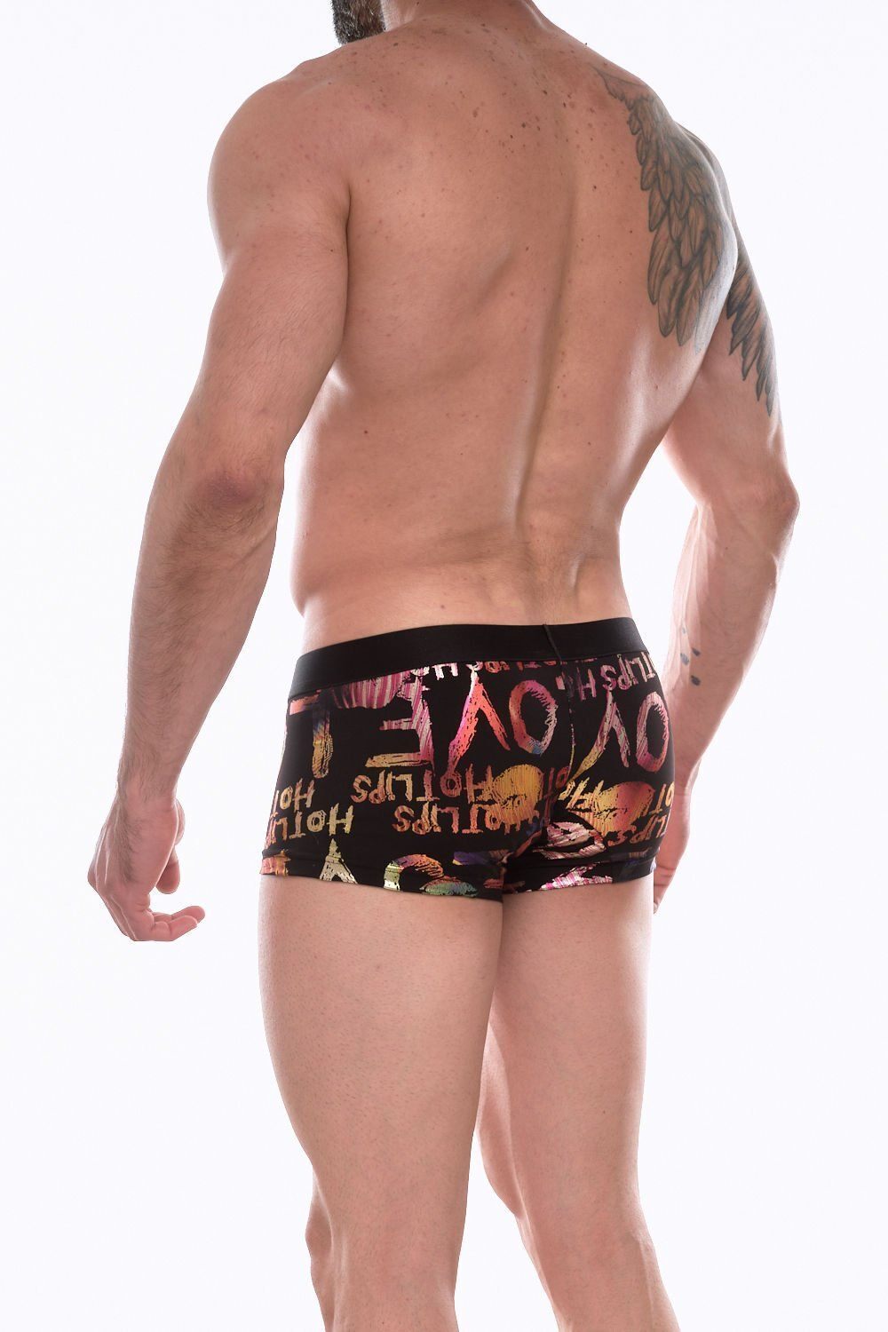 Черные трусы-боксеры с разноцветным блестящим принтом (Размер: XL) (Цвет: черный)