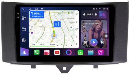 Магнитола для Smart ForTwo W451 2010-2015 - FarCar 9653F1 монитор 9.5" QLED на Android 14, TS18, CarPlay, 4G SIM-слот