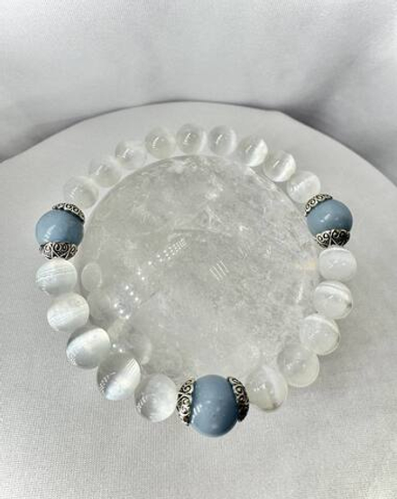 Браслет из Селенита и Ангелита